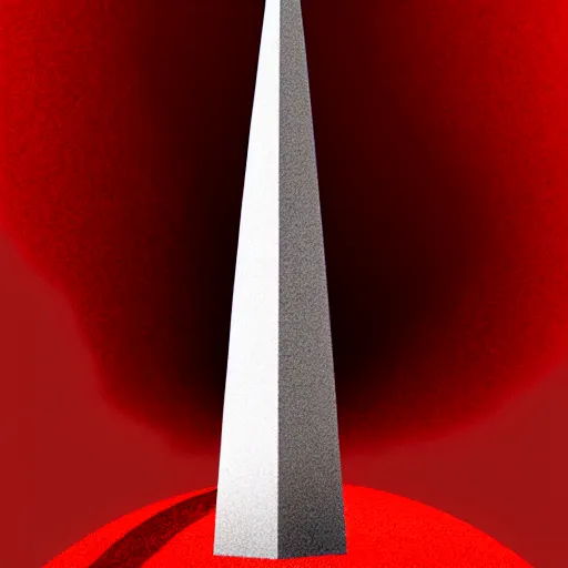 Prompt: chrome obelisk in the middle of a jagged red rock dessert, artstation, eerie, contrasting color, fantastical, otherworldly