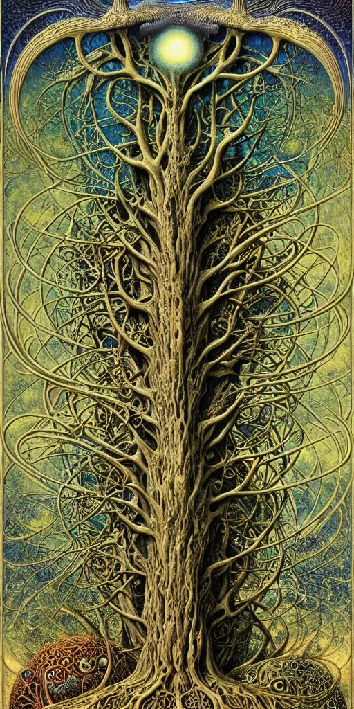 Image similar to tree of life by roger dean and andrew ferez, art forms of nature by ernst haeckel, divine chaos engine, symbolist, visionary, art nouveau, botanical fractal structures, organic, detailed, realistic, surreality