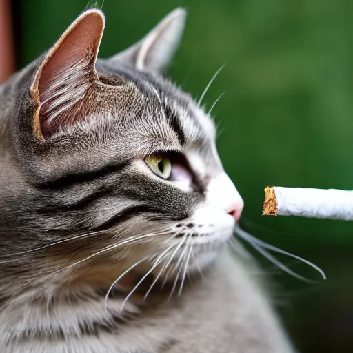 Prompt: Cat farmer smoking a cigarette