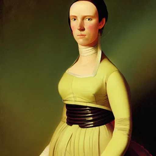 Image similar to a portrait of a female android by george caleb bingham