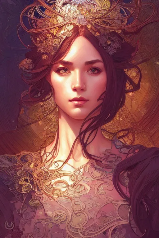 Image similar to beautiful female humanoid!, half portrait, background explosion, intricate detailed environment, cell shaded, floro details, intricate, elegant, highly detailed, digital painting, artstation, concept art, smooth, sharp focus, illustration, art by artgerm and greg rutkowski and alphonse mucha, laurie greasley