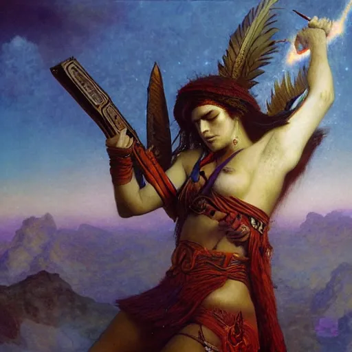 Image similar to the soul of war, epic shamanic dmt art, airbrush art, by alexandre cabanel