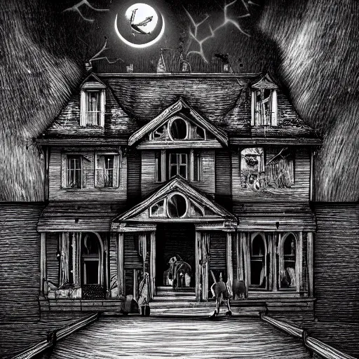 A Man Walks Through A Haunted House Dark Creepy Stable Diffusion