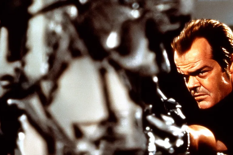 Image similar to Jack Nicholson plays Terminator, still from the film