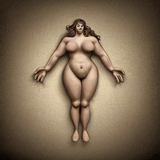 Image similar to photorealistic ancient prehistoric cave relief of thick woman from 5 0. 0 0 0 bc.