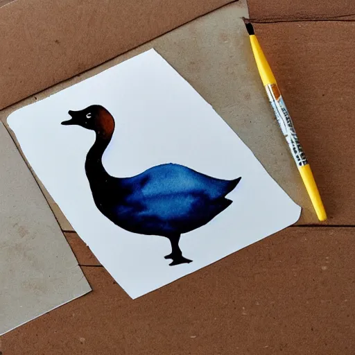 Image similar to cute goose, watercolor, diecut sticker