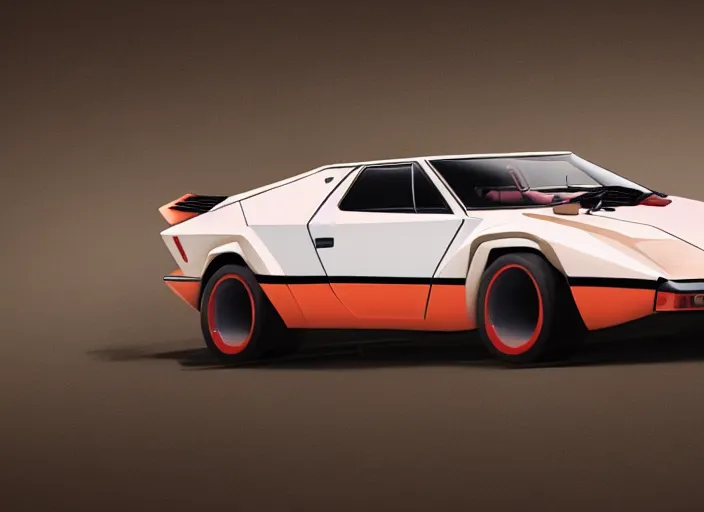Prompt: an blending and amalgamation of a lamborghini countach and a datsun 2 6 0 z, concept art, 8 k, highly detailed