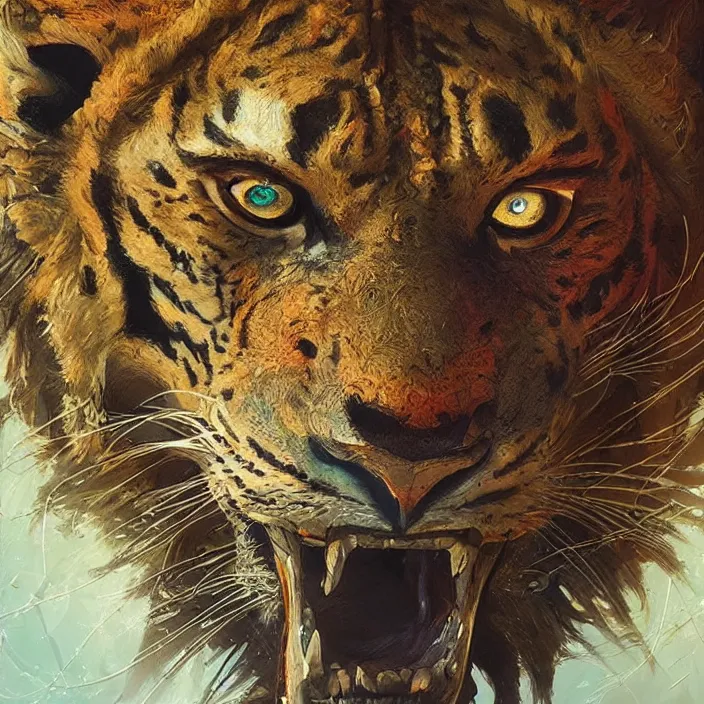 Image similar to the eye of the liger, d & d style, trending on artstation, intricate, highly detailed, vivid painting, colorful, art by greg rutkowski