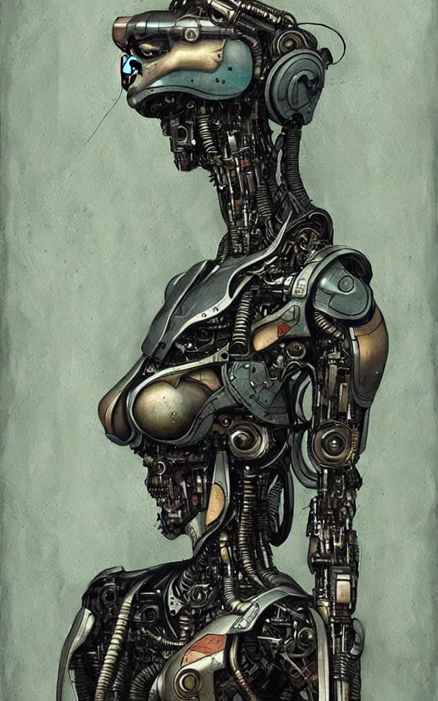 Image similar to futurist cyborg maiden, perfect future, award winning art by santiago caruso, iridescent color palette