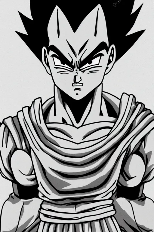 Image similar to prince vegeta, portait, grayscale photography, very detailed, dynamic lighting, akira toriyama 🎨🖌