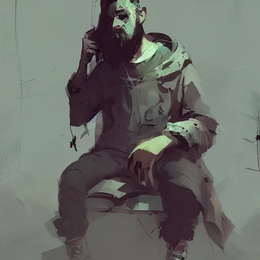 Prompt: human male character art, by Ismail Inceoglu, dark hair, beard, sunken eyes, scars, shabby clothes, digital art, dungeons and dragons, art