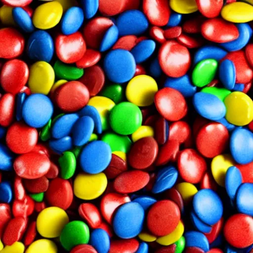 Image similar to a pile of m & m candies forming the face of eminem