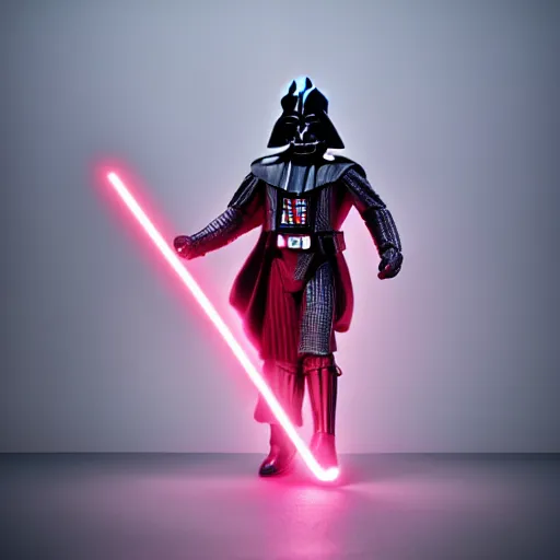 Prompt: a photo of darth vader in pink armor, ultra detailed, hyper realistic, studio lighting, 6 0 mm lens