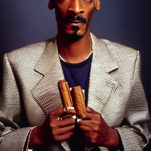 Prompt: Snoop Dogg holding a cigar for a 1990s sitcom tv show, Studio Photograph, portrait, C 12.0