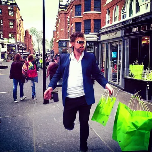 Image similar to “incredible hulk shopping on Marylebone High St”