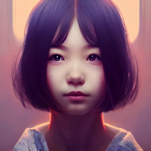 Image similar to very small little girl by ross tran : : reaching into their reflection in the mirror by sana takeda : : rtx reflections, very high intricate details, digital anime art by artgerm, medium shot, mid - shot, composition by ilya kuvshinov, lighting by greg rutkowski