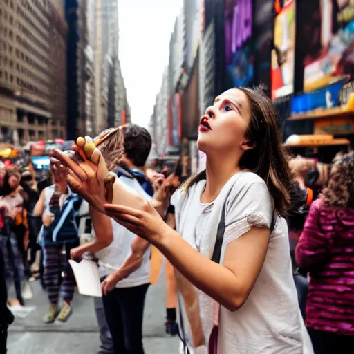 Image similar to girl in new york casting spell in crowd