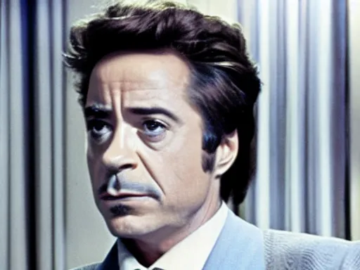 Prompt: a still of robert downey jr as columbo in columbo (1968)