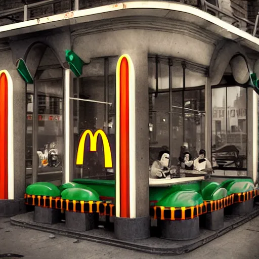 Prompt: Dieselpunk McDonalds city