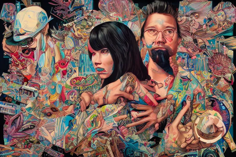 Image similar to Drunks people in bar, Tristan Eaton, victo ngai, artgerm, RHADS, ross draws