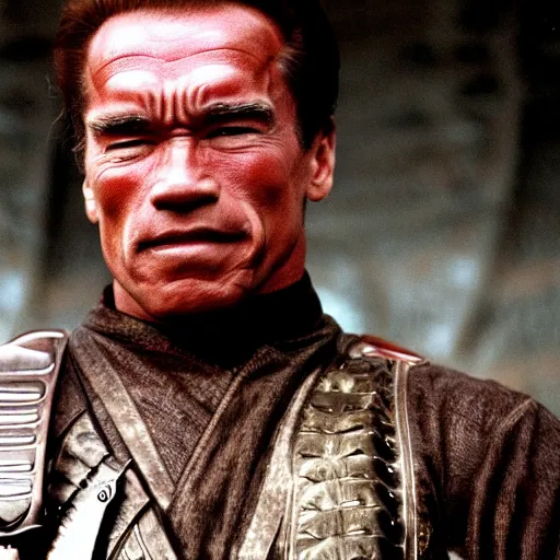 Image similar to Arnold Schwarzenegger as samurai , an film still