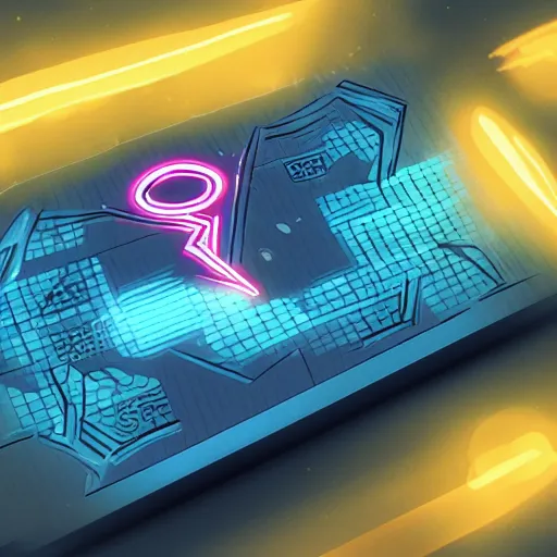 Image similar to medium shot of a mysterious letter digital illustration android netrunner