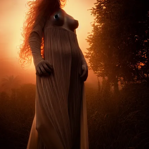 Image similar to photographic portrait of a stunningly beautiful gothic art nouveau secessionist movement female in soft dreamy light at sunset, contemporary fashion shoot, by edward robert hughes, annie leibovitz and steve mccurry, david lazar, jimmy nelsson, breathtaking, 8 k resolution, extremely detailed, beautiful, establishing shot, artistic, hyperrealistic, beautiful face, octane render