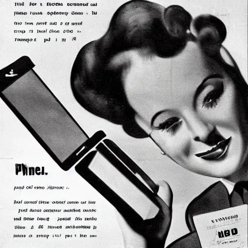 Image similar to 1 9 5 0's iphone advertisement, digital art