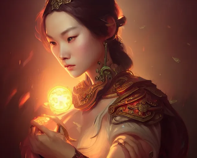 Image similar to photography of qing han, deep focus, d & d, fantasy, intricate, elegant, highly detailed, digital painting, artstation, concept art, matte, sharp focus, illustration, hearthstone, art by artgerm and greg rutkowski and alphonse mucha