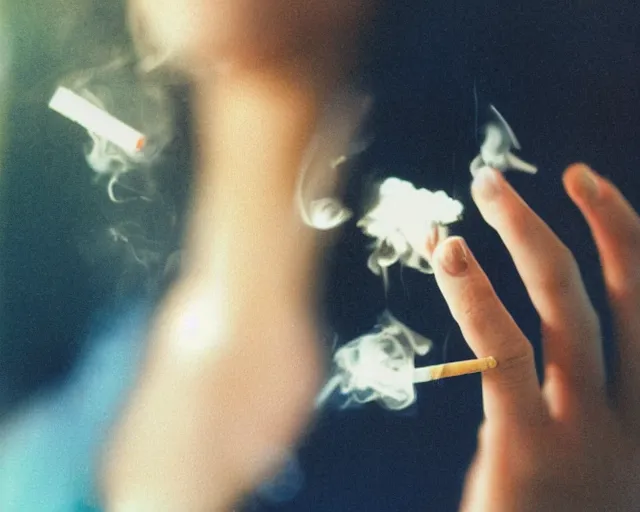 Image similar to a lomographic photo of woman hand with cigarette