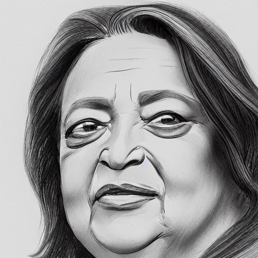 Image similar to sketch for Zaha Hadid portrait