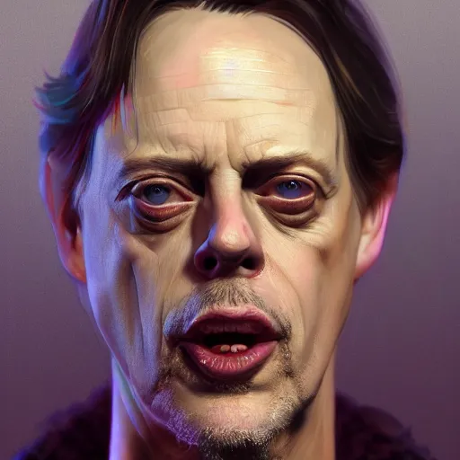 Image similar to steve buscemi hyper detailed, digital art, trending in artstation, cinematic lighting, studio quality, smooth render, unreal engine 5 rendered, octane rendered, art style by klimt and nixeu and ian sprigger and cushart