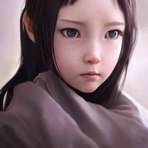 Image similar to Clothed.realistic style at CGSociety by WLOP,ilya kuvshinov,krenz cushart,Greg Rutkowski,trending on artstation.Zbrush sculpt colored,Octane render in Maya,Houdini VFX.Realistic fantasy cute young girl who is dark disciple,expressing joy,wearing mystic robe,silky hair, deep eyes.Oil painting.Cinematic dramatic atmosphere,sharp focus,soft volumetric studio lighting.