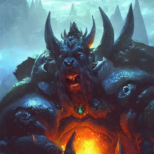 Prompt: the hero mountain king from the game warcraft 3, oil painting, by greg rutkowski