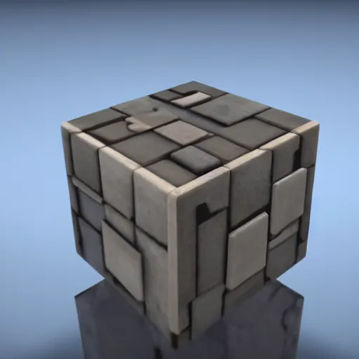 Prompt: a small cube on top of a large cube, unreal engine