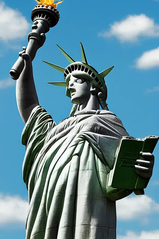 Prompt: homer simpson as the statue of liberty