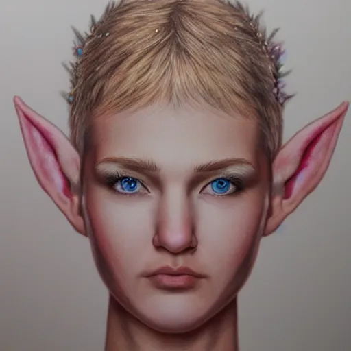 Prompt: Intricate five star Snow Elf portrait, Colored pencil on paper, high detail, skin texture, photo realistic, hyperrealism,matte finish, high contrast, 3d depth, masterpiece, vivid and vibrant colors, Prismacolor Pencils,artstationhd