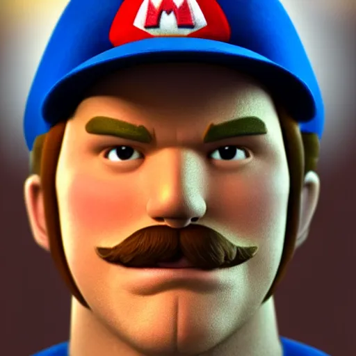 Image similar to a film still portrait of chris pratt dressed up as mario with a mario cap in real life as a real person, grotesque, disturbing, disgusting, realistic hyperrealistic 4 k resolution 8 k resolution highly detailed very detailed extremely detailed hd quality detailed face very detailed face extremely detailed face trending on artstation, modern portrait, modern photograph, film still