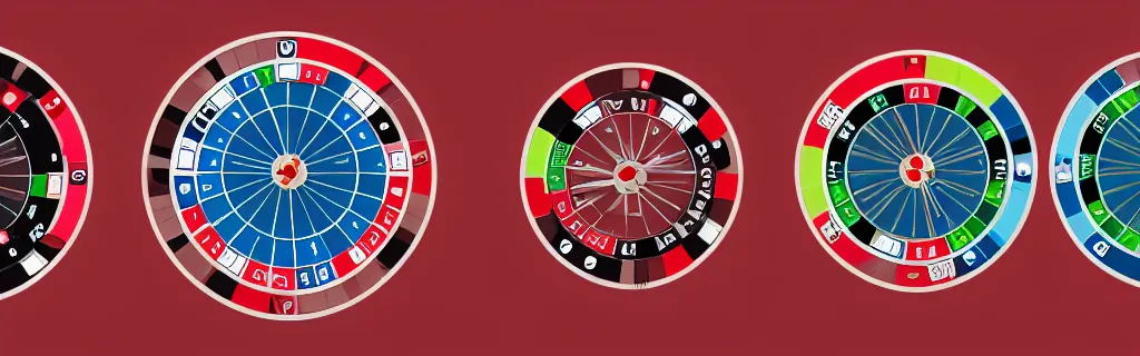 Image similar to material design illustration of a casino wheel seen from top