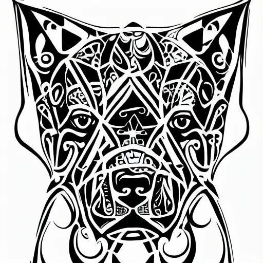 Image similar to tattoo design, stencil, tattoo stencil, traditional, a world famous tattoo of a geometric dog