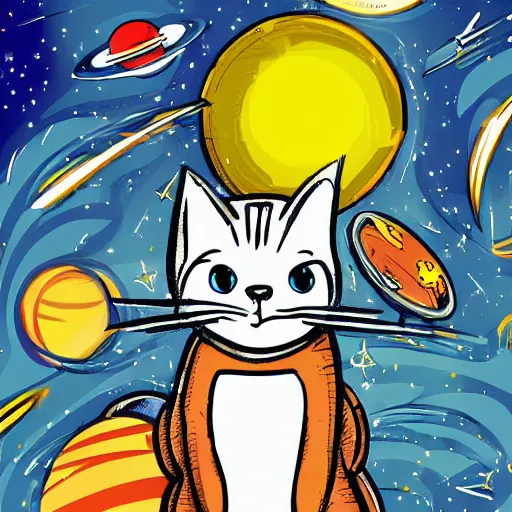 Image similar to space cat cartoon highly detailed, smooth, sharp focus