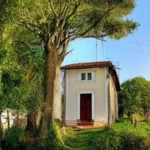 Image similar to a small house with trees in the background, rome style