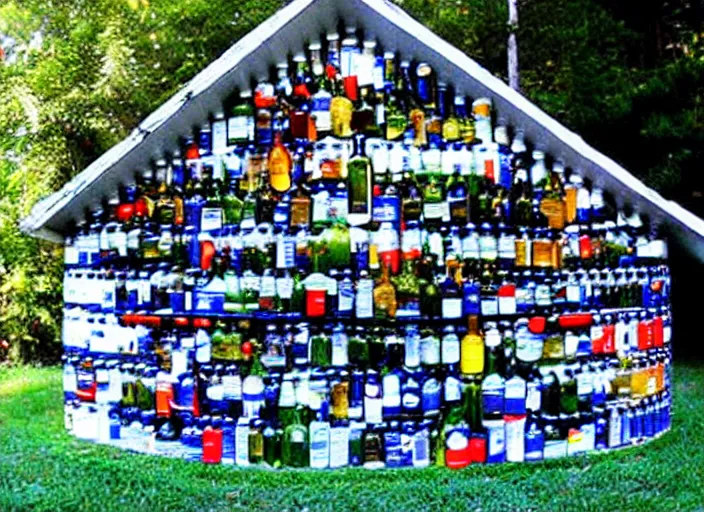 Image similar to house made of bottles