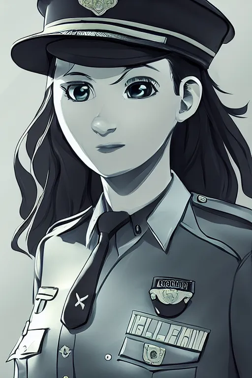 Image similar to police officer, authoritive, dominant, symmetrical, highly detailed, digital art, sharp focus, trending on art station, anime art style