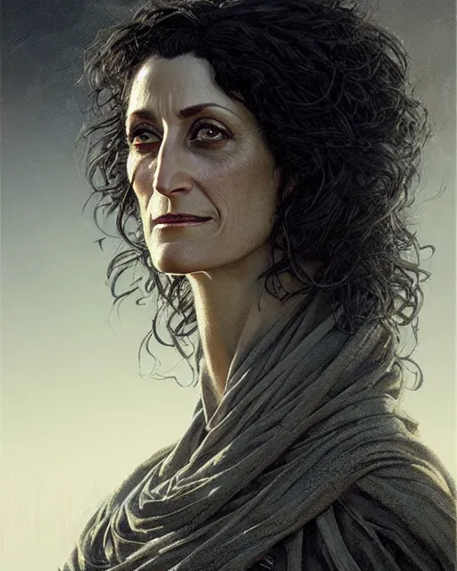 Image similar to lisa edelstein, character portrait, portrait, close up, concept art, intricate details, highly detailed by greg rutkowski, michael whelan and gustave dore