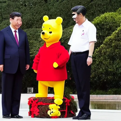 Prompt: Xi JinPing discovers it's strikening ressemblance to Winnie-the-pooh