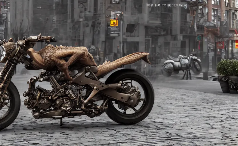 Image similar to a dragon motorcycle in ny, 3 d render, octane render, unreal engine 5, trending on artstation, high quality, highly detailed, concept art, product photo, hyperrealistic, 4 k, path traced