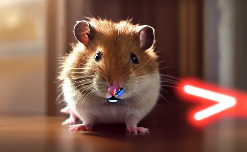 Image similar to hamster like skywalker, movie still, star wars, cinematic, sharp focus, cinematic grain, cinematic lighting, 8 k