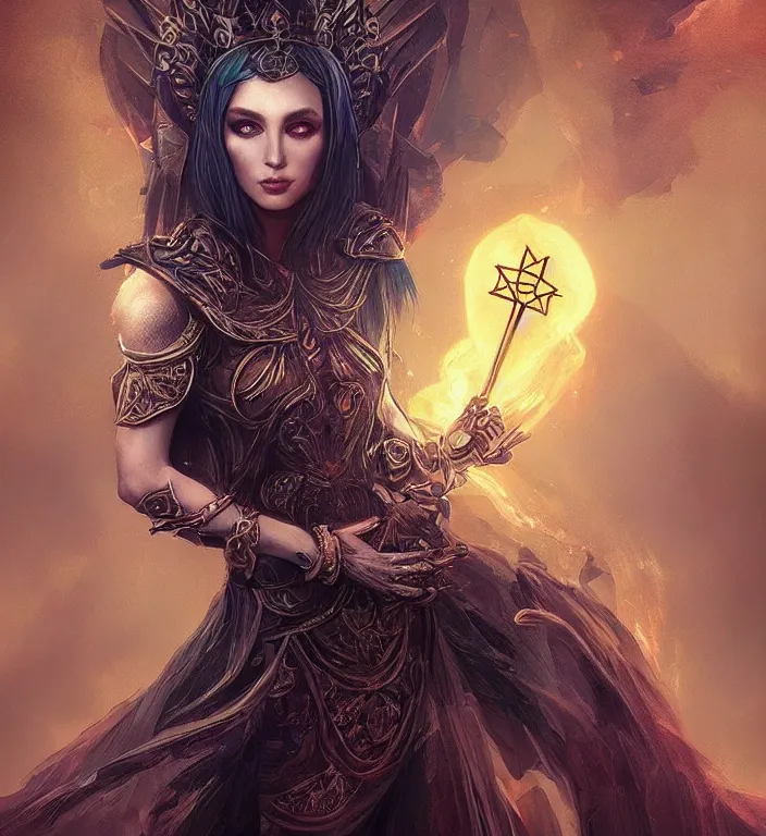 Image similar to unreal engine render + a goddess, tarot card, dark souls colour scheme, luminal, smooth, coherent, high detailed, kerem beyit, Karol Bak, featured on artstation, instagram HD, unreal engine