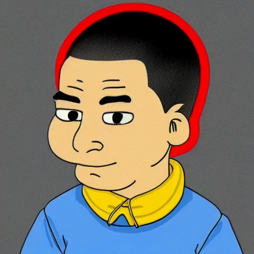 Image similar to chinese boy with buzz cut, simpsons style